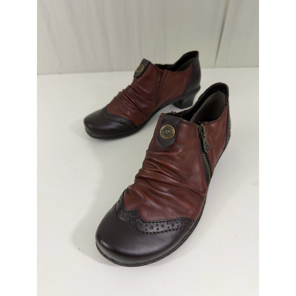 Rieker Antistress Two Tone Leather Brogue Style Shoes Womens EU 38 Red Black